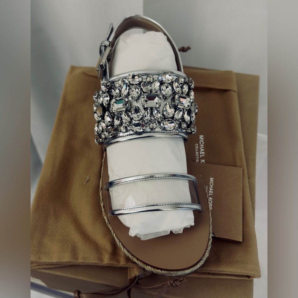 Michael Kors Lafayette Runway Embellished Genuine Metallic Snake SandalsUS11 NWT - Picture 9 of 11